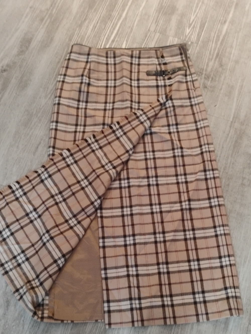 Vintage Plaid Beige High-Waist Women’s 100% Wool Skirt✨❤️🔥🔥 - Picture 6 of 8